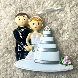 Mr and Mrs Personalize Christmas Ornament w/ Banner on Bottom Resin Glass